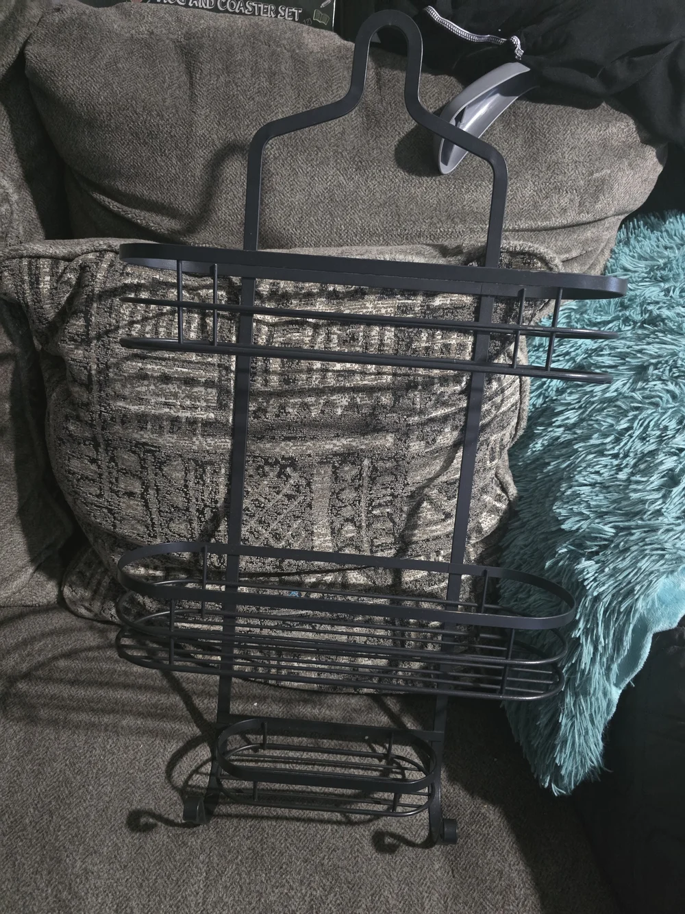 Black Metal Over-the-Door Bathroom Organizer Shelf Or Shower Rack